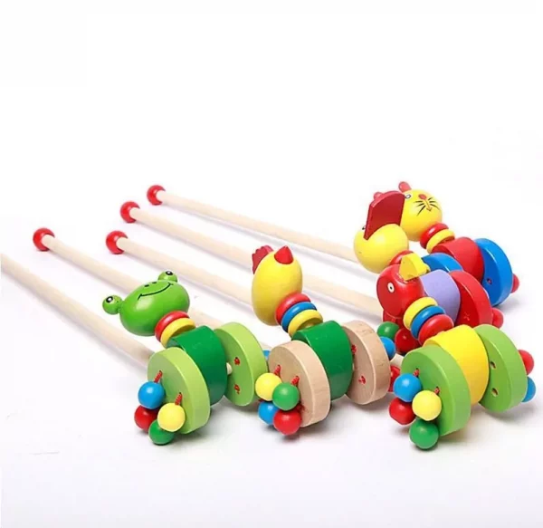 Wooden Animal Baby Rattle Car - Random Character - DX 504