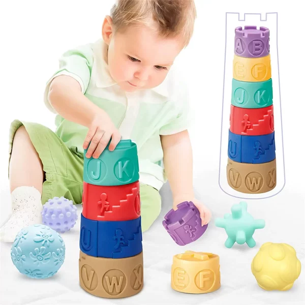 Stack & Squeeze Soft Baby Blocks - 6 pieces
