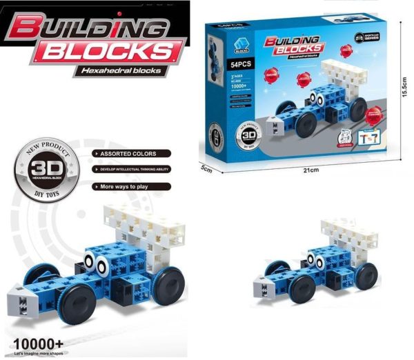 3D Hexahedral Car Building Blocks - 54 pieces