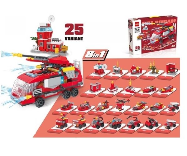 Fire Brigade 8 in 1 Building Blocks 25 Variant - 686 pieces