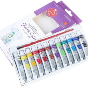 Fabric Colors Set with Brush 12 Pieces