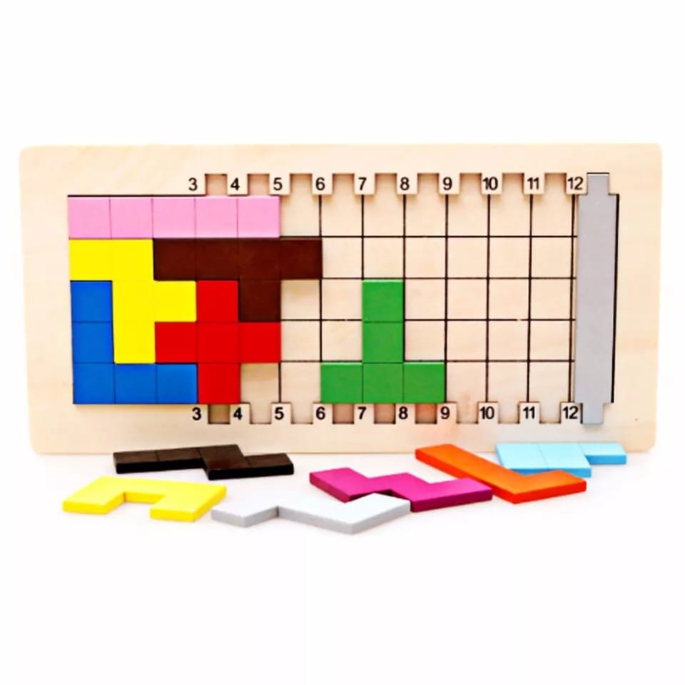 Wooden Brain Teasers 3D Tetris Puzzle Board - 12 Blocks - Buy Educational  Toys Online - Odeez Toy Store