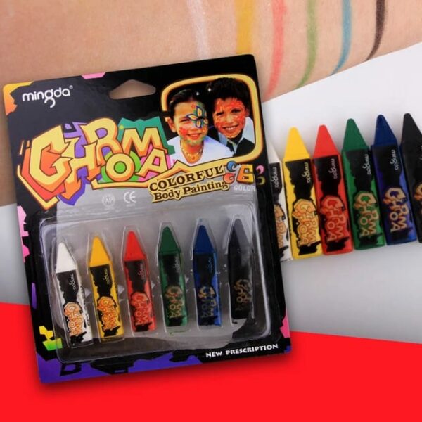 Colourful Face/Body Painting Pencil Crayons - 6 Pieces