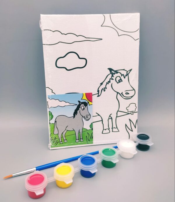 Kids Mini Canvas Painting Panel with 6 Colors Random Designs - 318