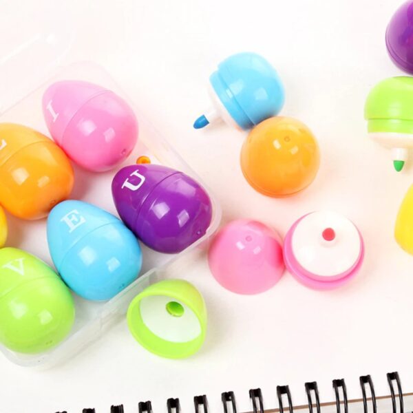 Set of 6 Mini Egg Shape Highlighter Markers - 730