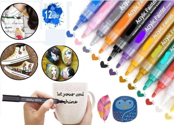 Keep Smiling Acrylic Paint Markers - 12 Pieces