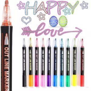 Keep Smiling Outline Markers Non Toxic - 10 Colors