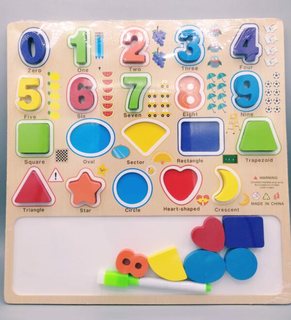 3D Numbers & Shape with Erasable Wooden Board - 486