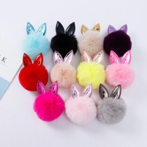 Pompom Rabbit Ears Fluffy Ball Soft Keychain - 331