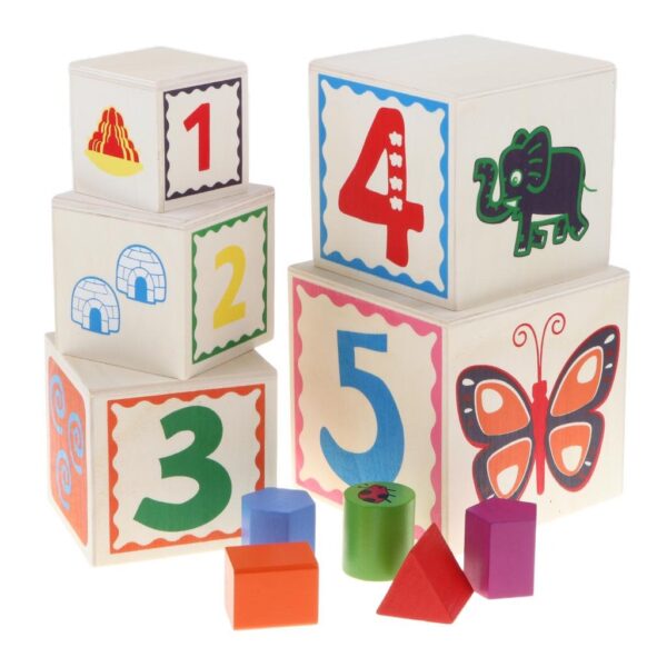 Wooden Nesting & Stacking Blocks 5 Boxes - 646