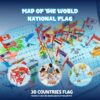 Wooden Globe Map with 30 Major Countries Flags