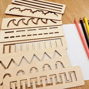 Wooden Montessori Pattern Stencil Set - 6 Scales