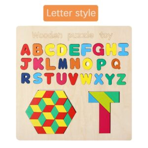 3 in 1 Wooden Alphabet Tangram Puzzle Board - 249