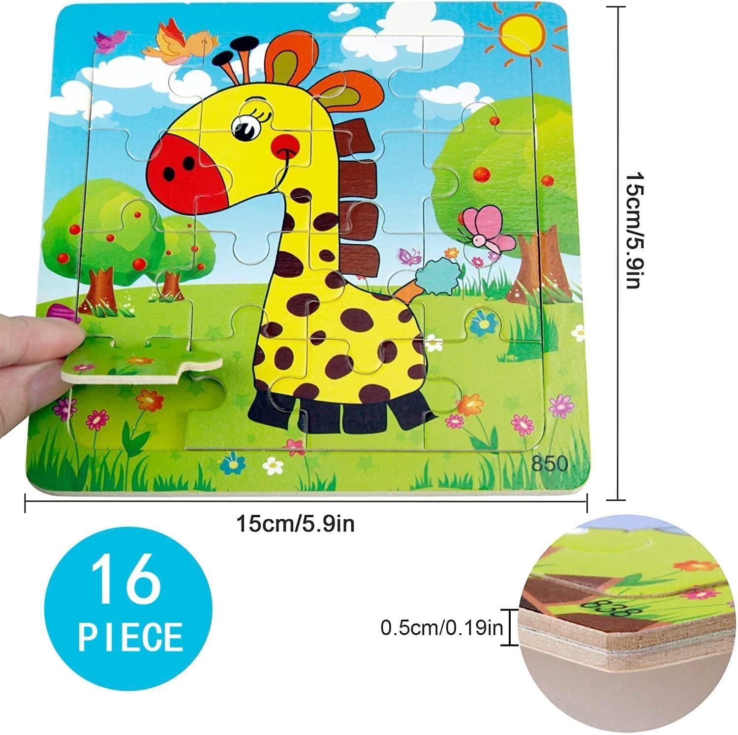 Wooden Jigsaw Pattern Puzzle with Guide - 16 Pieces