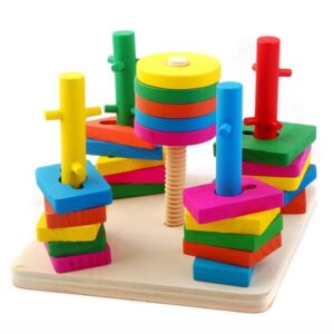 Wooden Five Column Shape Sorting and Stacking Puzzle - 294