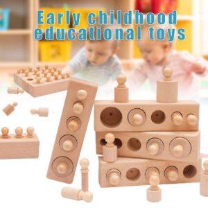 4in1 Montessori Wooden Knobbed Cylinder Socket - 085