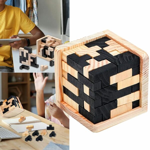 Wooden IQ Brain Teaser Puzzle Cube - 689