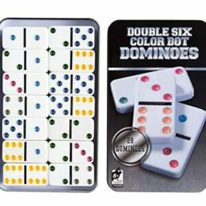 Dominoes Six Color Dot with Metal Box - 2 to 4 Players