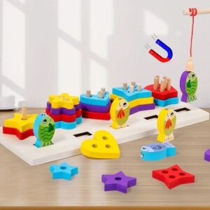 Multifunctional Wooden Shapes and Magnetic Fishing Board - 582