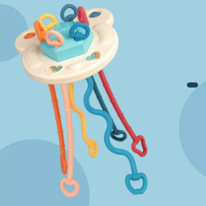 Baby Teether Pull String Sensory Rattle Toy -