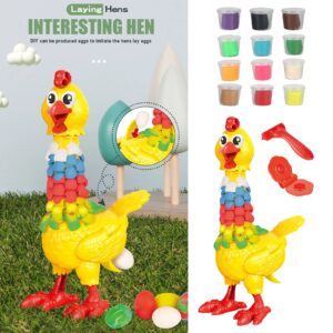 DIY Colorful Feathers Chicken Play Dough Laying Eggs -